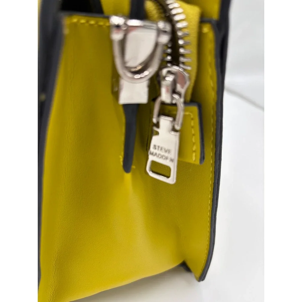 Steve Madden Mustard Yellow Top Handle Satchel Bag Silver Hardware